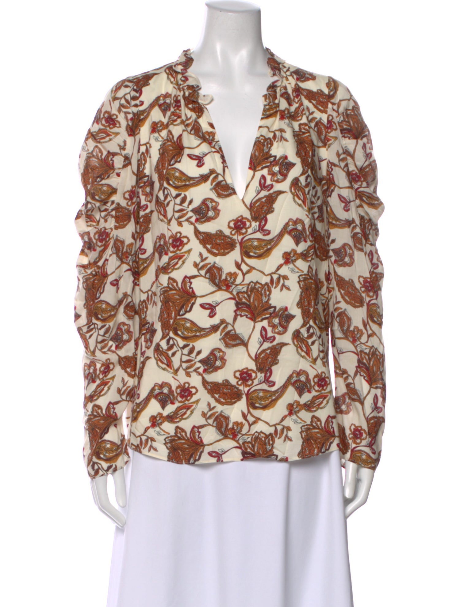 Anna Cate Paisley Print V-Neck Blouse