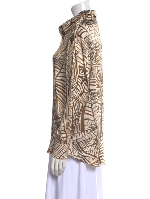 Anim Printed Long Sleeve Button-Up Top