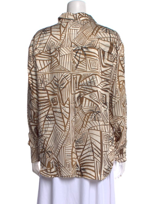 Anim Printed Long Sleeve Button-Up Top