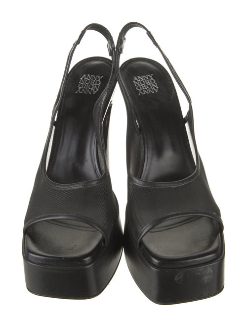 ANNY NORD Mesh Leather Trim Embellishment Slingback Sandals