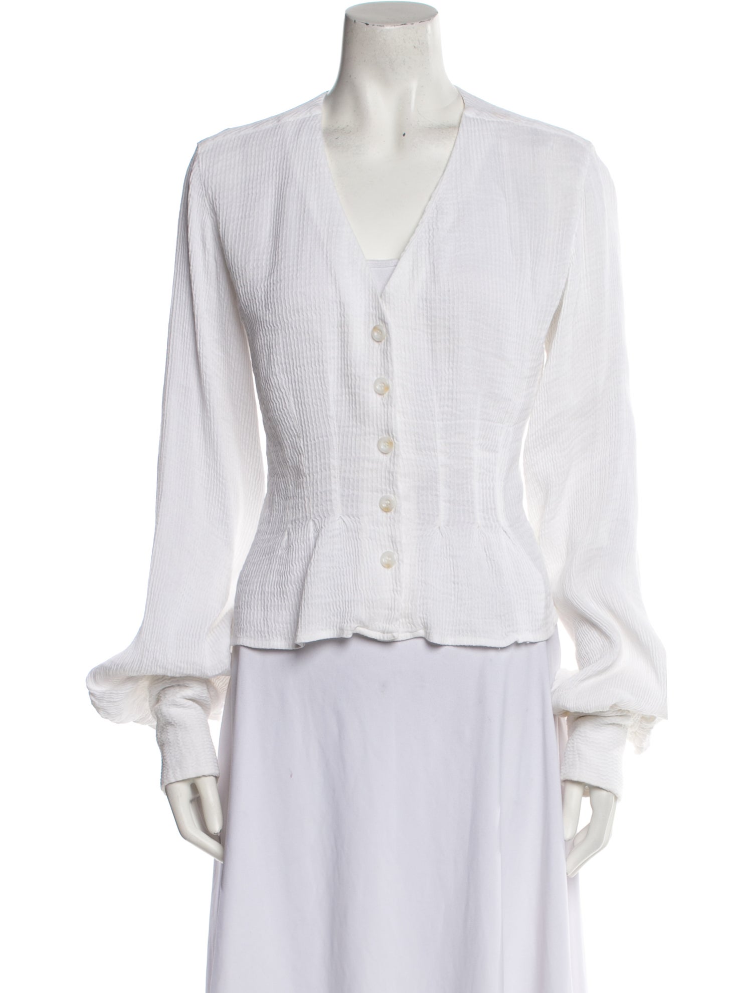Anna Quan Linen V-Neck Button-Up Top