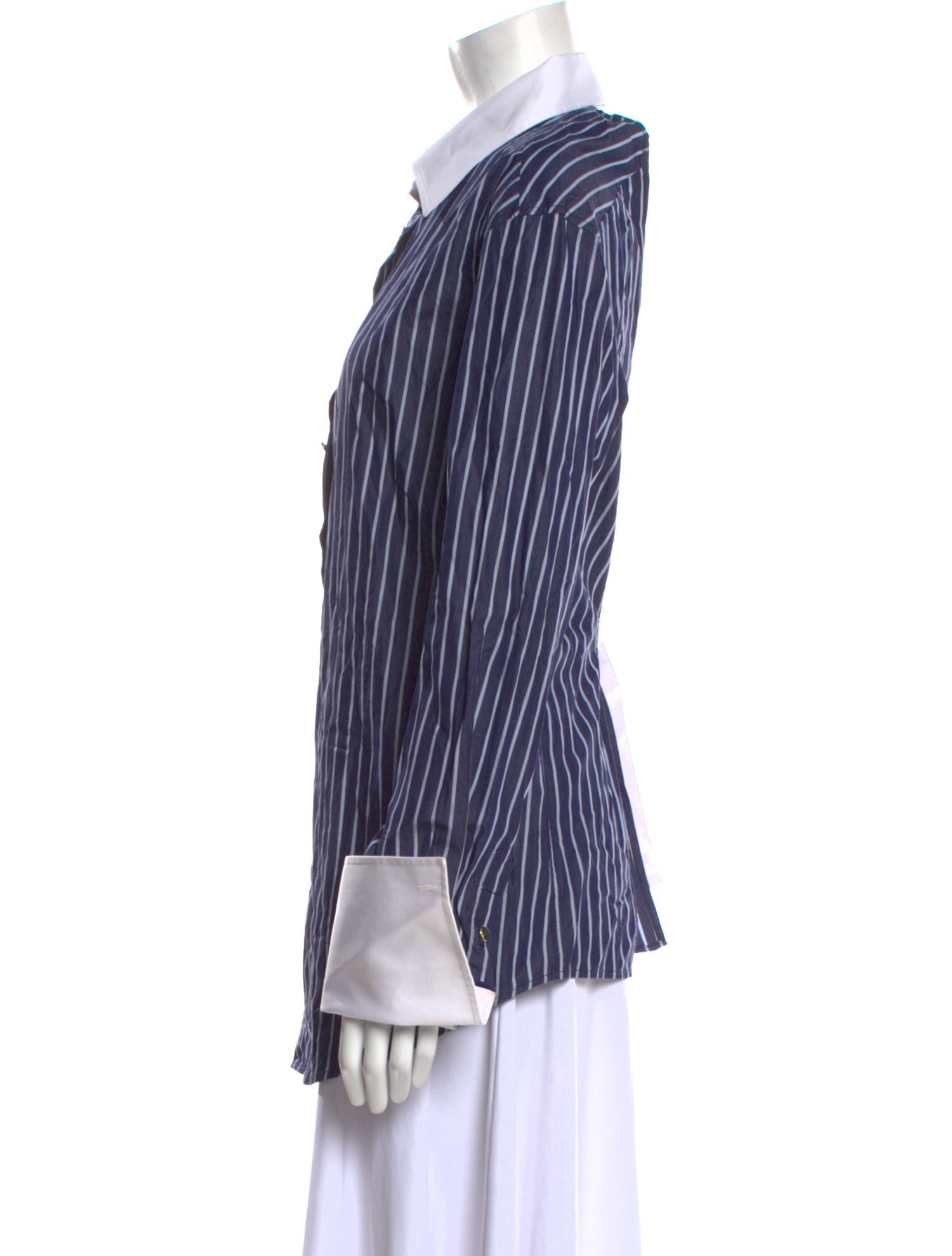 Anna Quan Striped Long Sleeve Button-Up Top