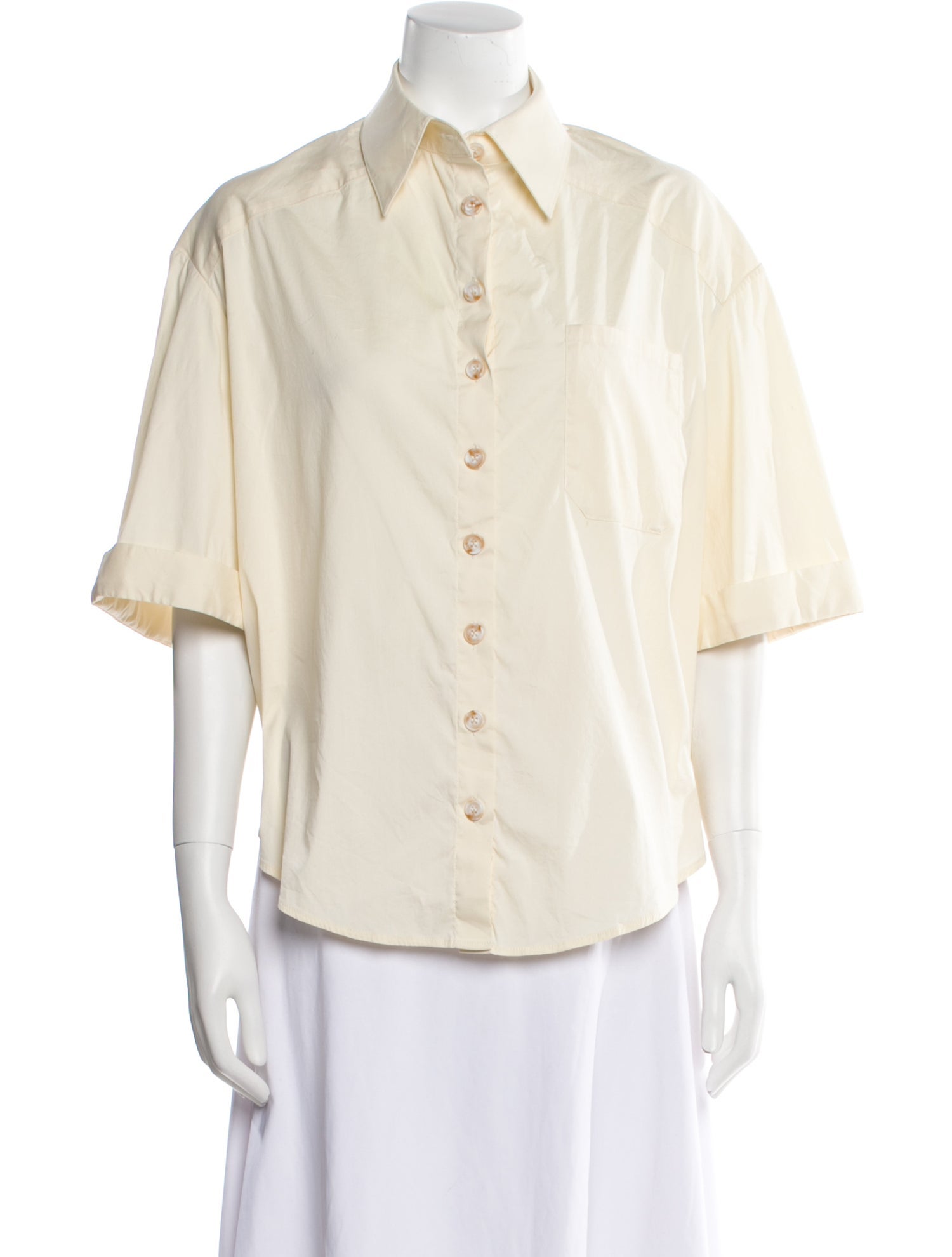 Anna Quan Three-Quarter Sleeve Button-Up Top