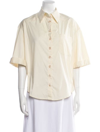 Anna Quan Three-Quarter Sleeve Button-Up Top