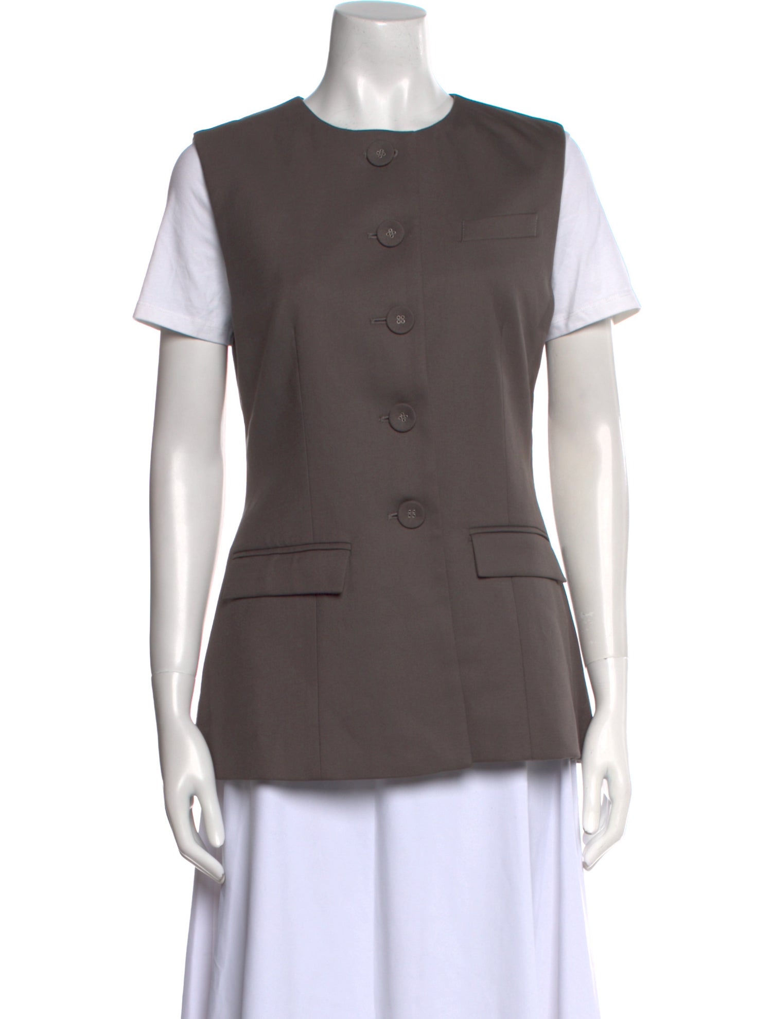 Anna Quan Wool Crew Neck Button-Up Top