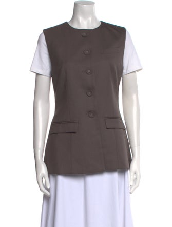 Anna Quan Wool Crew Neck Button-Up Top