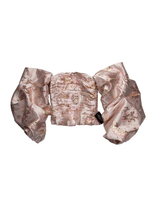 Anna Quan Floral Print Strapless Crop Top