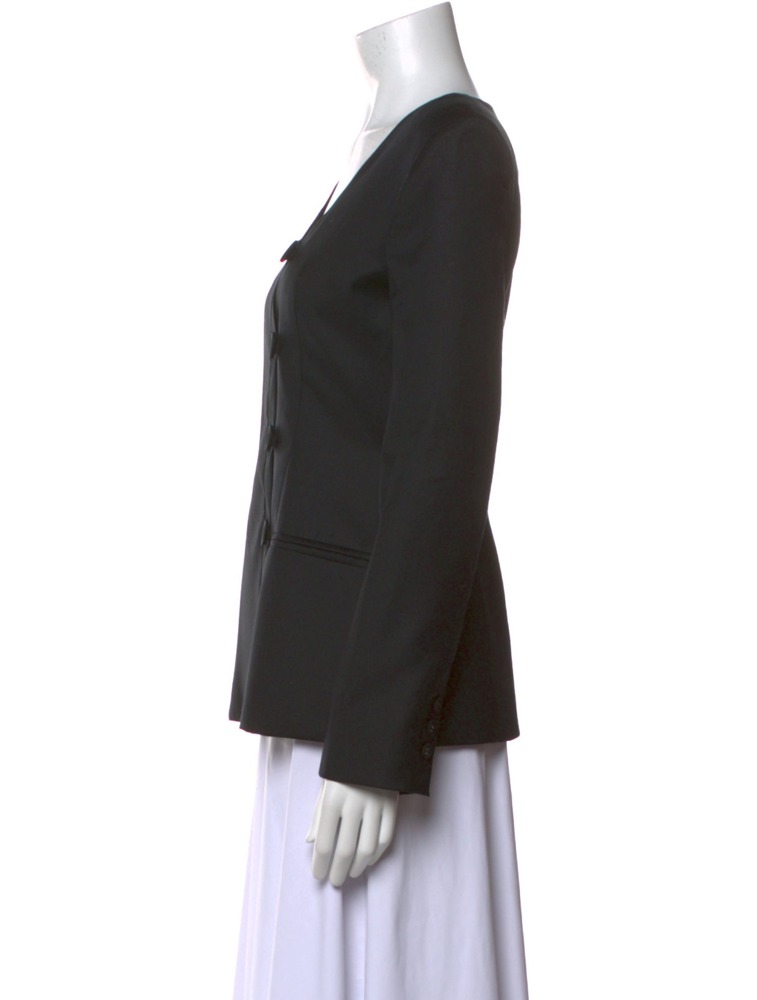 Anna Quan Wool Scoop Neck Button-Up Top