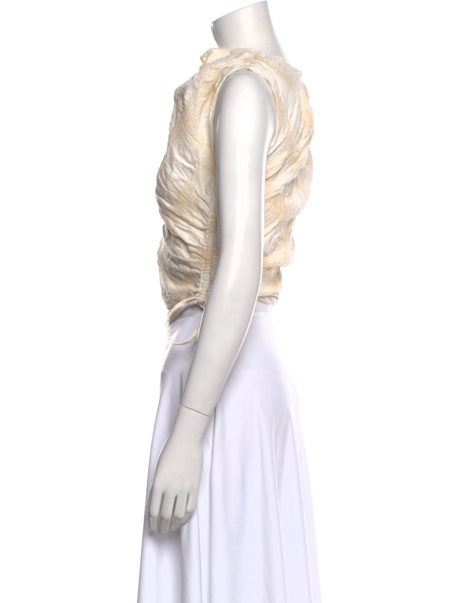 Anna Quan Linen Cowl Neck Crop Top