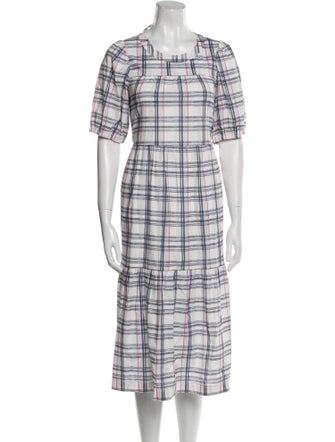 Anna Maria Paletti Plaid Print Midi Length Dress