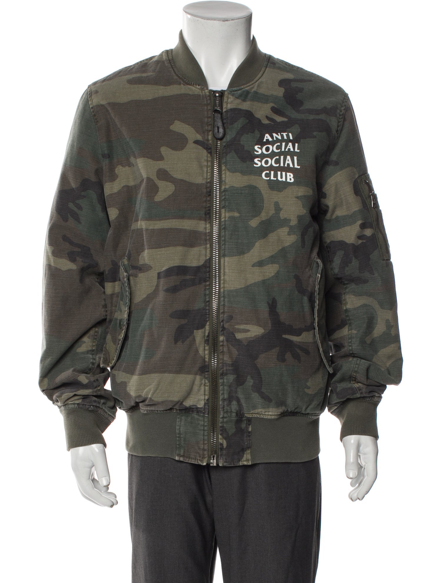 Alpha Industries x Anti Social Social Club Logo Camo Bomber Camouflage Print Utility Jacket