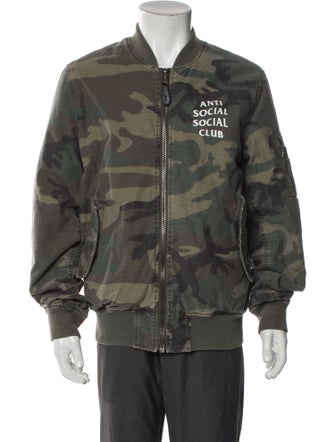 Alpha Industries x Anti Social Social Club Logo Camo Bomber Camouflage Print Utility Jacket