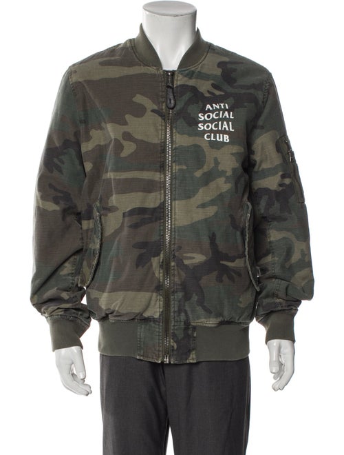 Alpha Industries x Anti Social Social Club Logo Camo Bomber Camouflage Print Utility Jacket