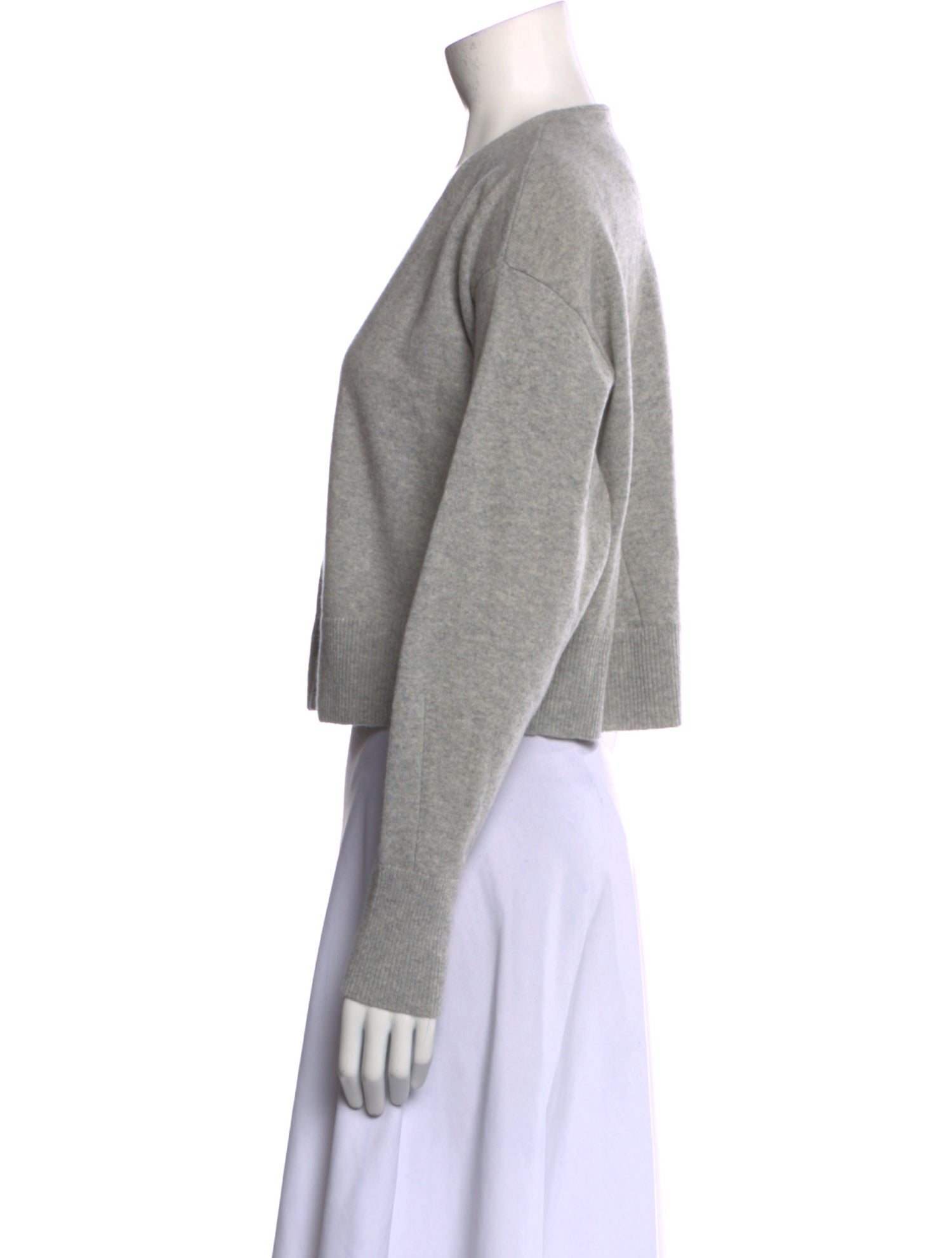 Another Tomorrow Mongolian Lamb Plunge Neckline Sweater