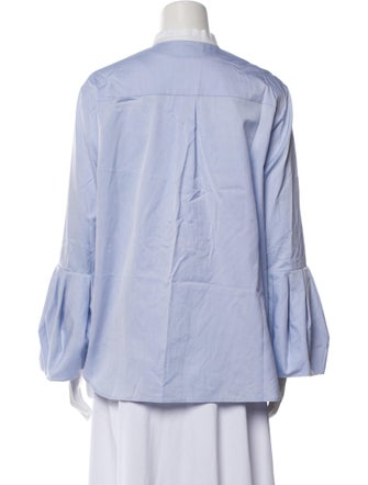 Another Tomorrow Mock Neck Long Sleeve Button-Up Top