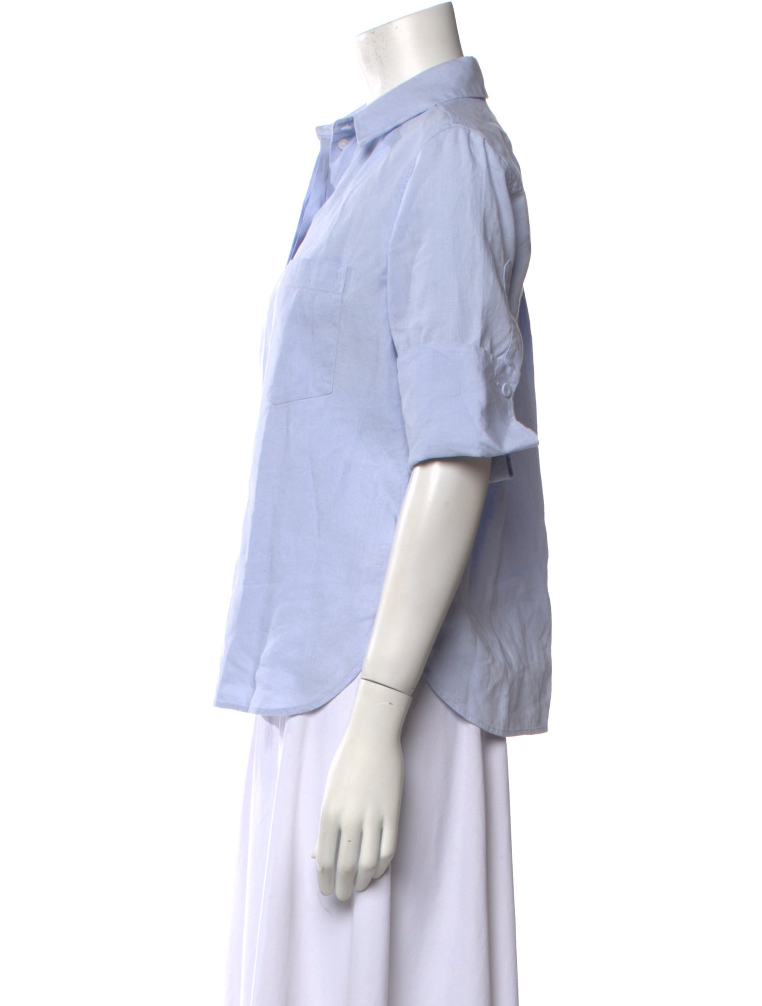Another Tomorrow Linen Three-Quarter Sleeve Button-Up Top
