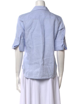 Another Tomorrow Linen Three-Quarter Sleeve Button-Up Top