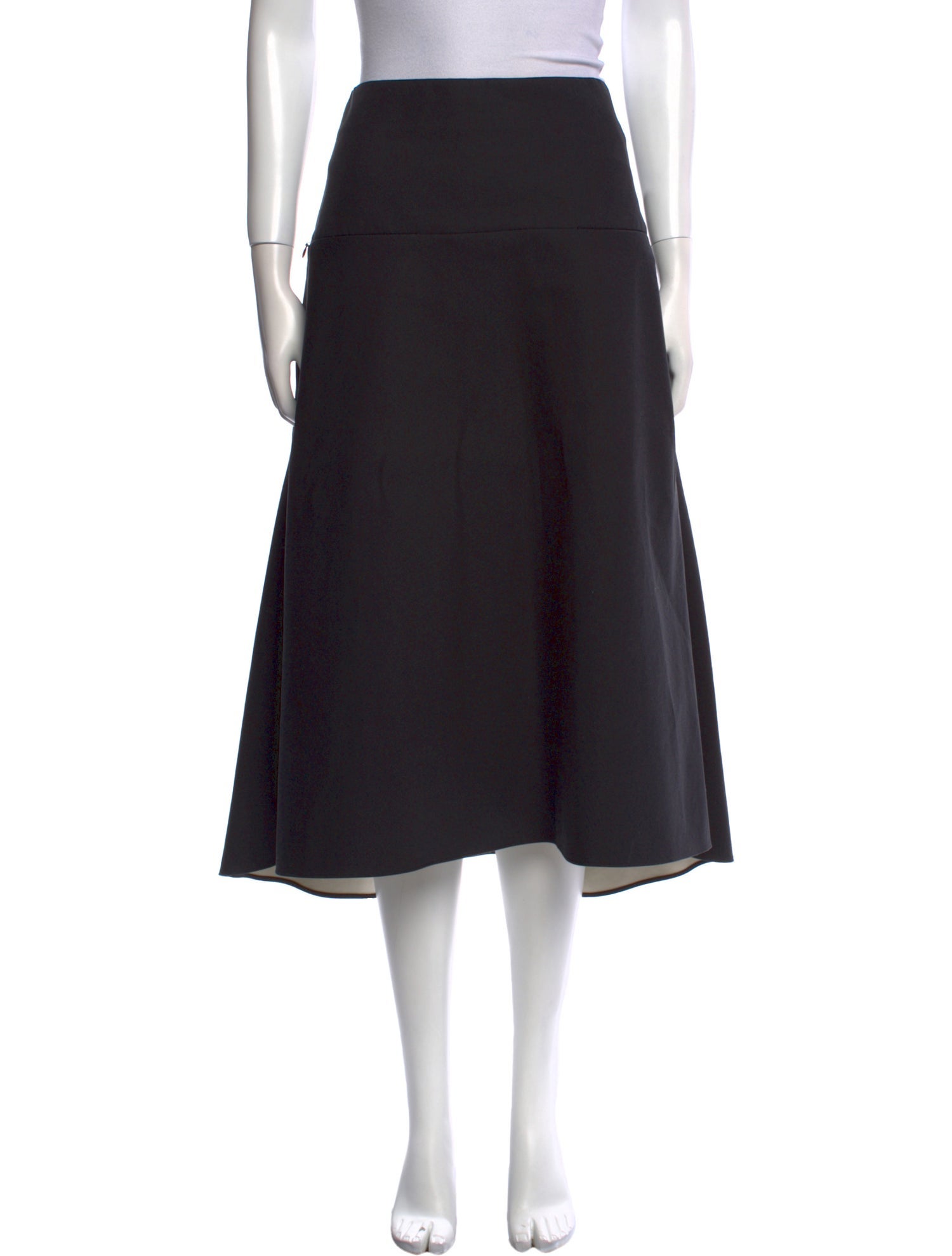 Another Tomorrow Ruffle Embellishment Midi Length Skirt