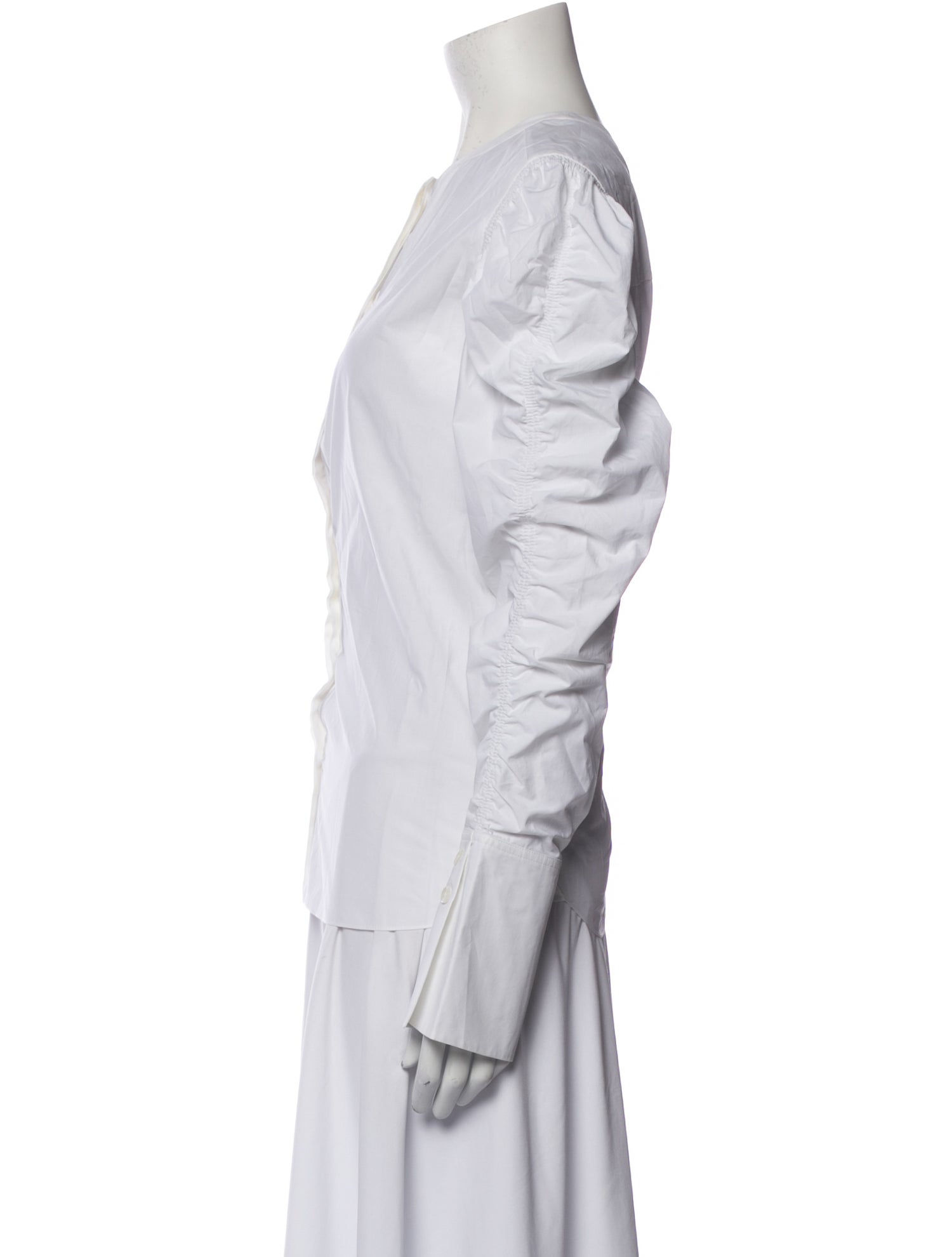 Another Tomorrow Crew Neck Long Sleeve Button-Up Top