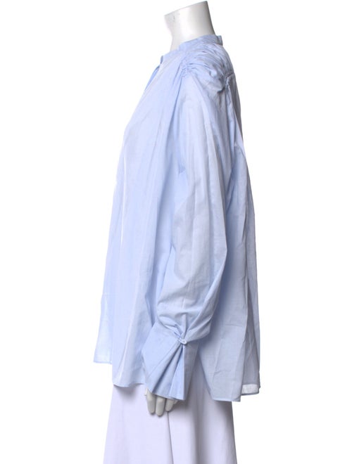 Another Tomorrow Mock Neck Long Sleeve Button-Up Top