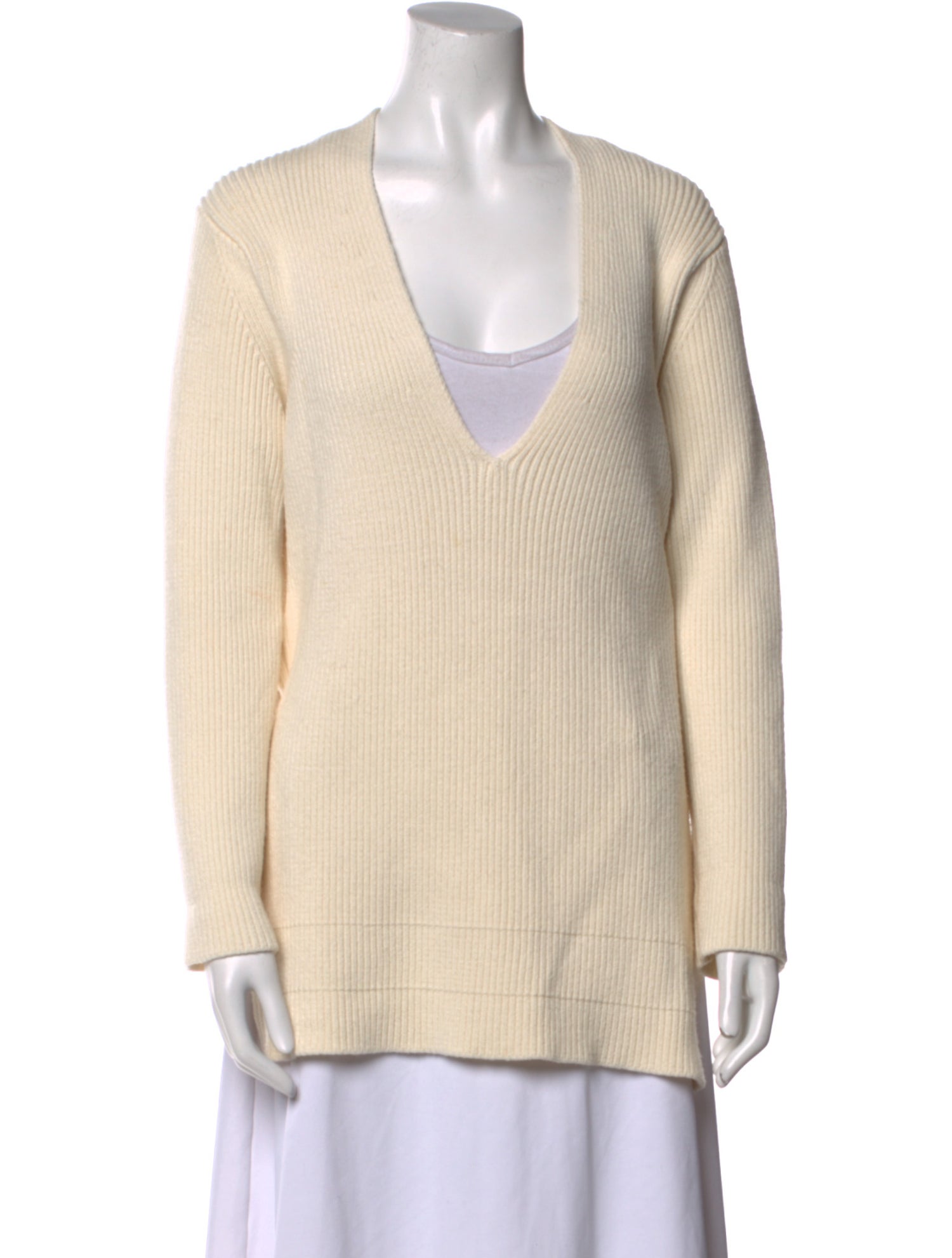 Another Tomorrow Merino Wool V-Neck Sweater