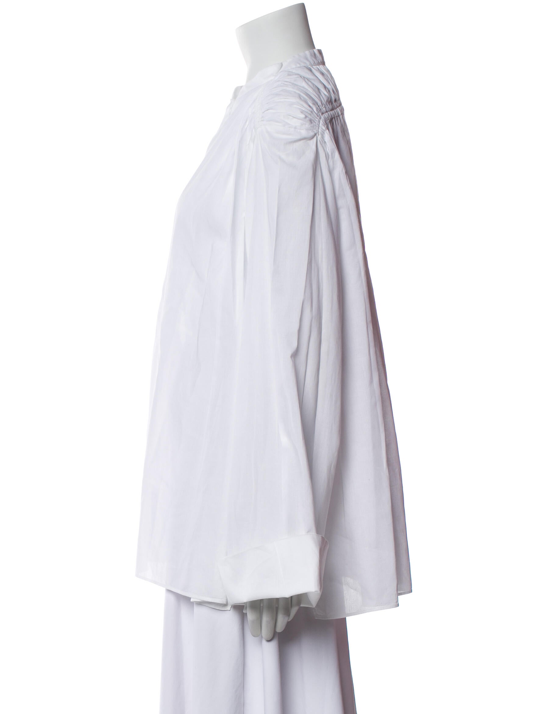 Another Tomorrow Mock Neck Long Sleeve Button-Up Top