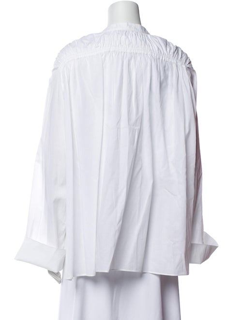 Another Tomorrow Mock Neck Long Sleeve Button-Up Top