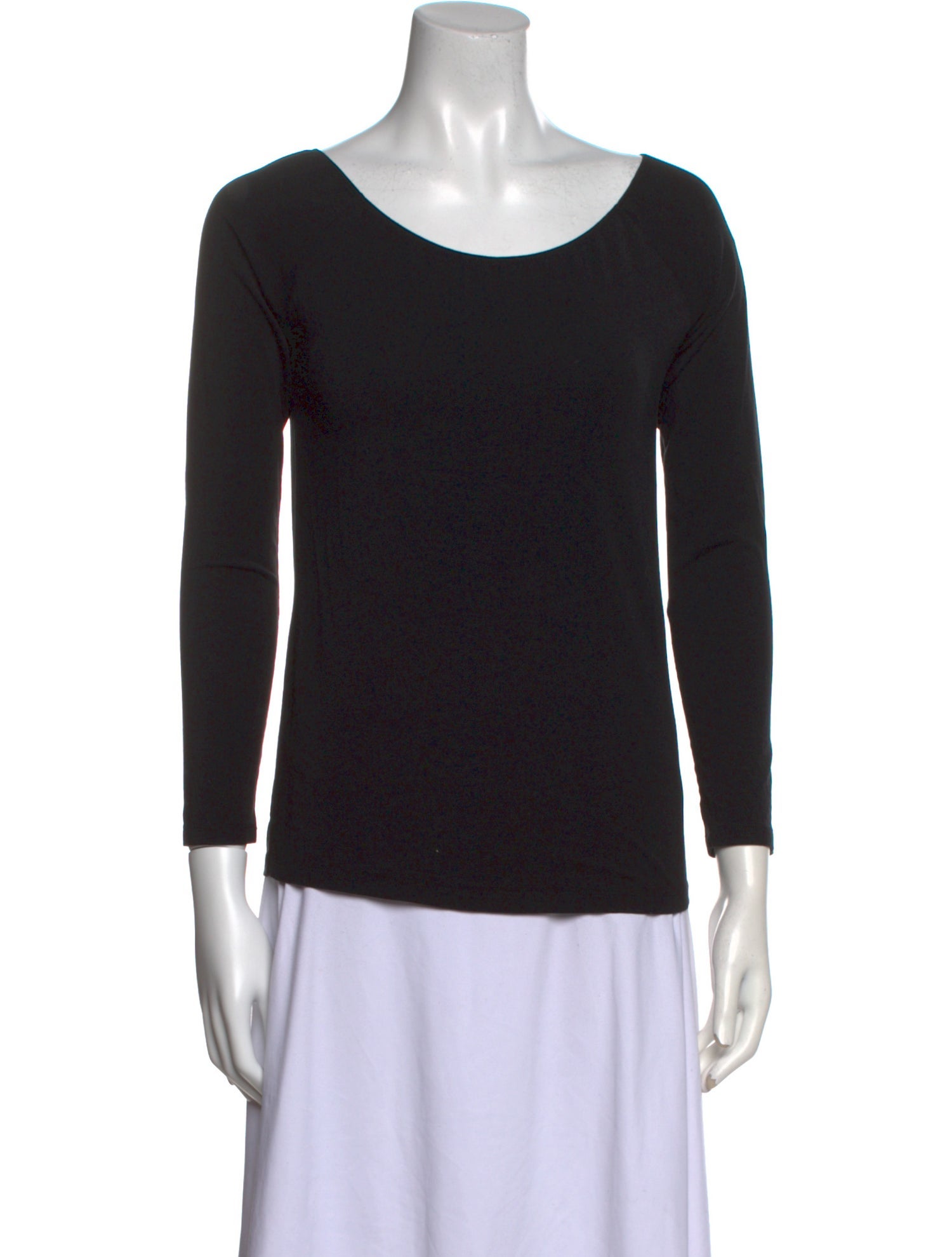 Another Tomorrow Scoop Neck Three-Quarter Sleeve Top