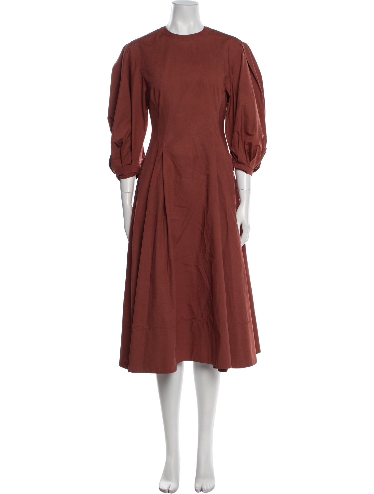 Another Tomorrow Crew Neck Midi Length Dress