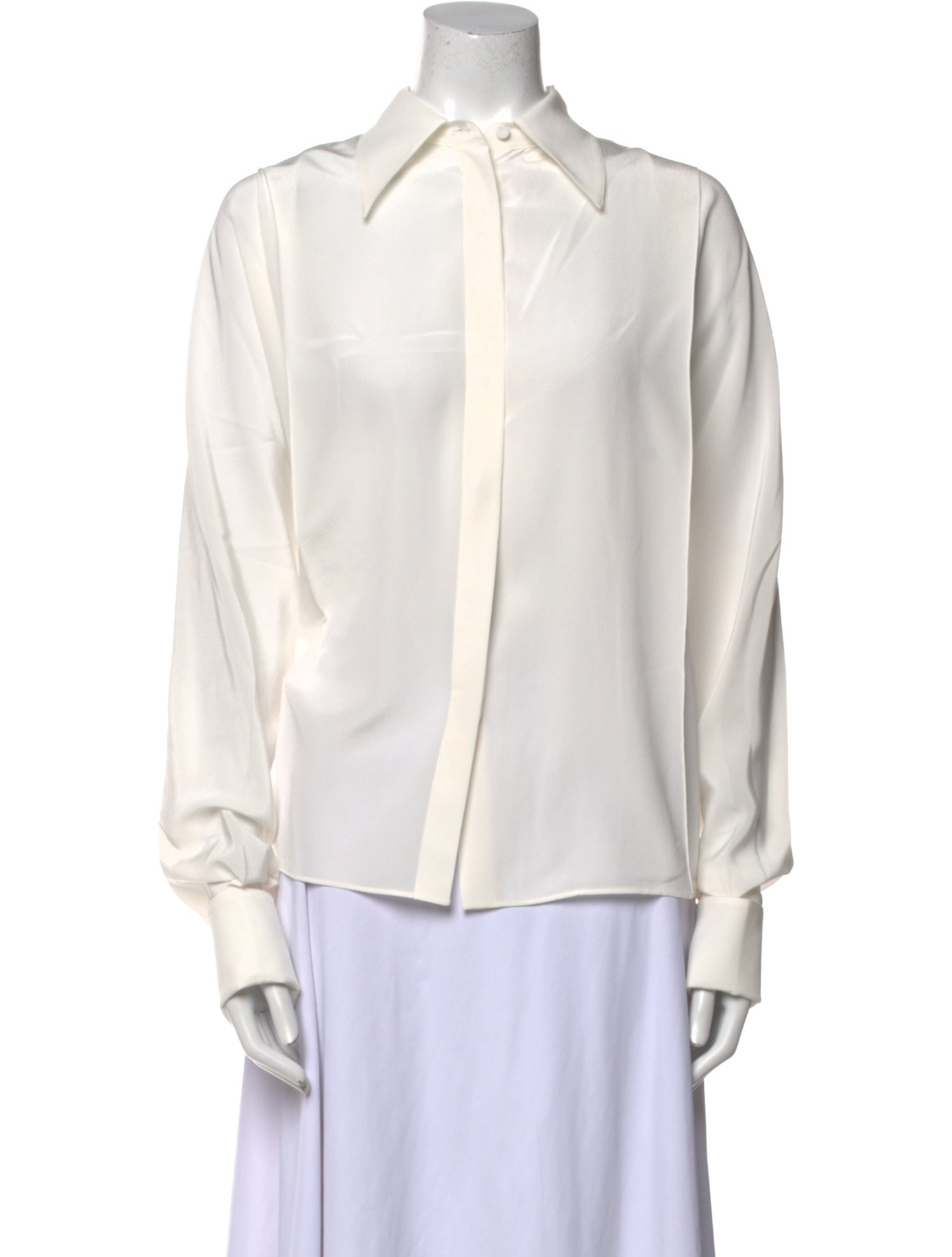 Another Tomorrow Silk Long Sleeve Button-Up Top w/ Tags