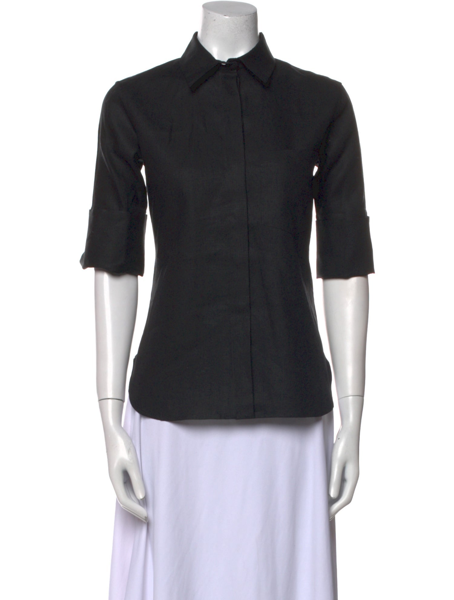 Another Tomorrow Linen Three-Quarter Sleeve Button-Up Top w/ Tags