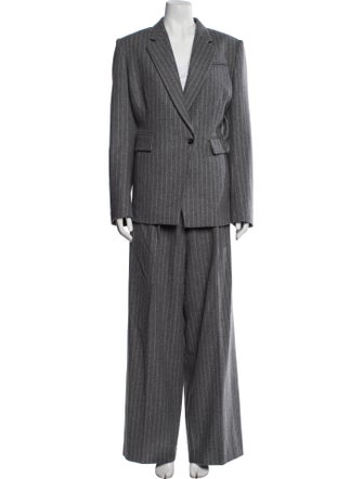 Another Tomorrow Wool Striped Pantsuit