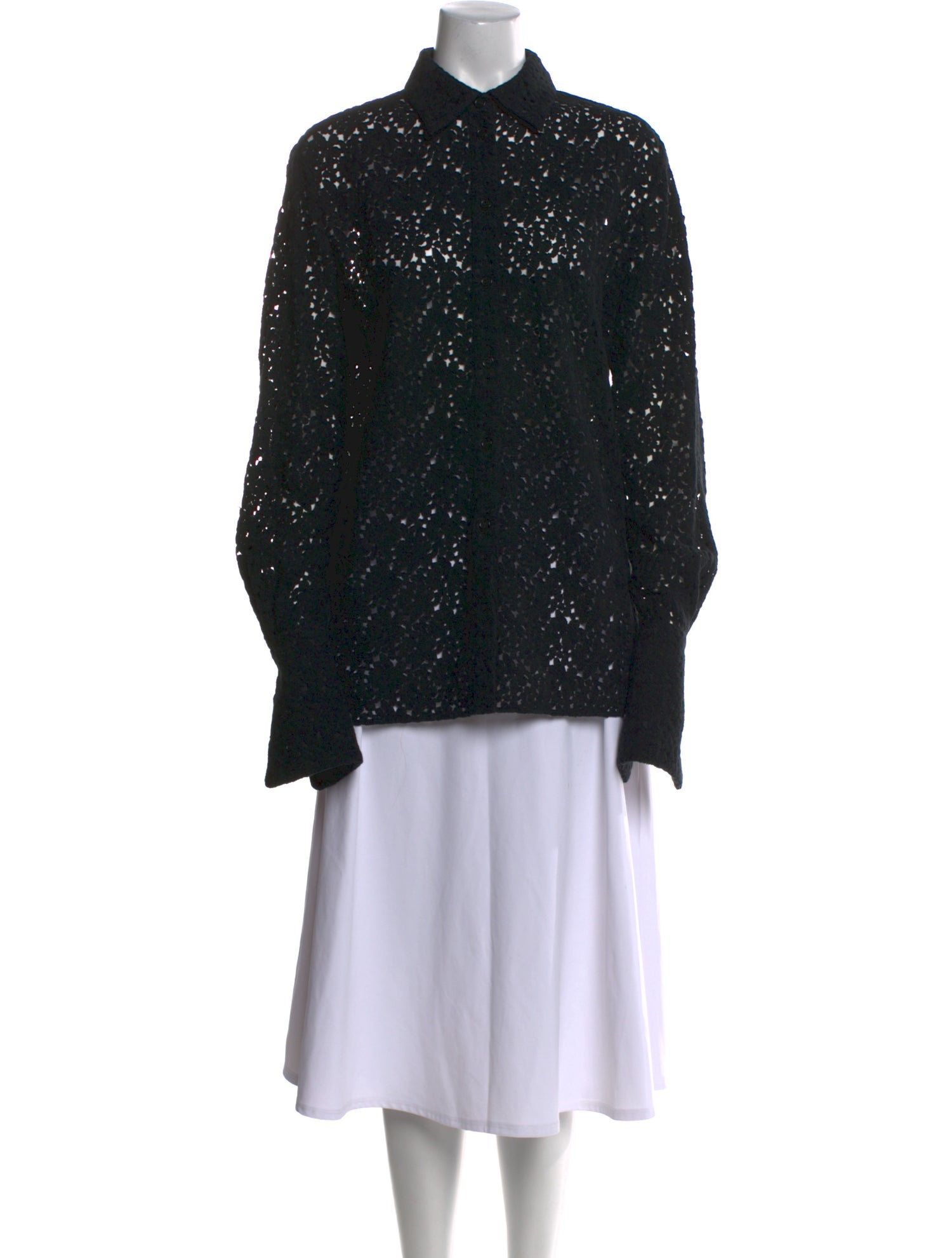 Another Tomorrow Lace Mock Neck Tunic
