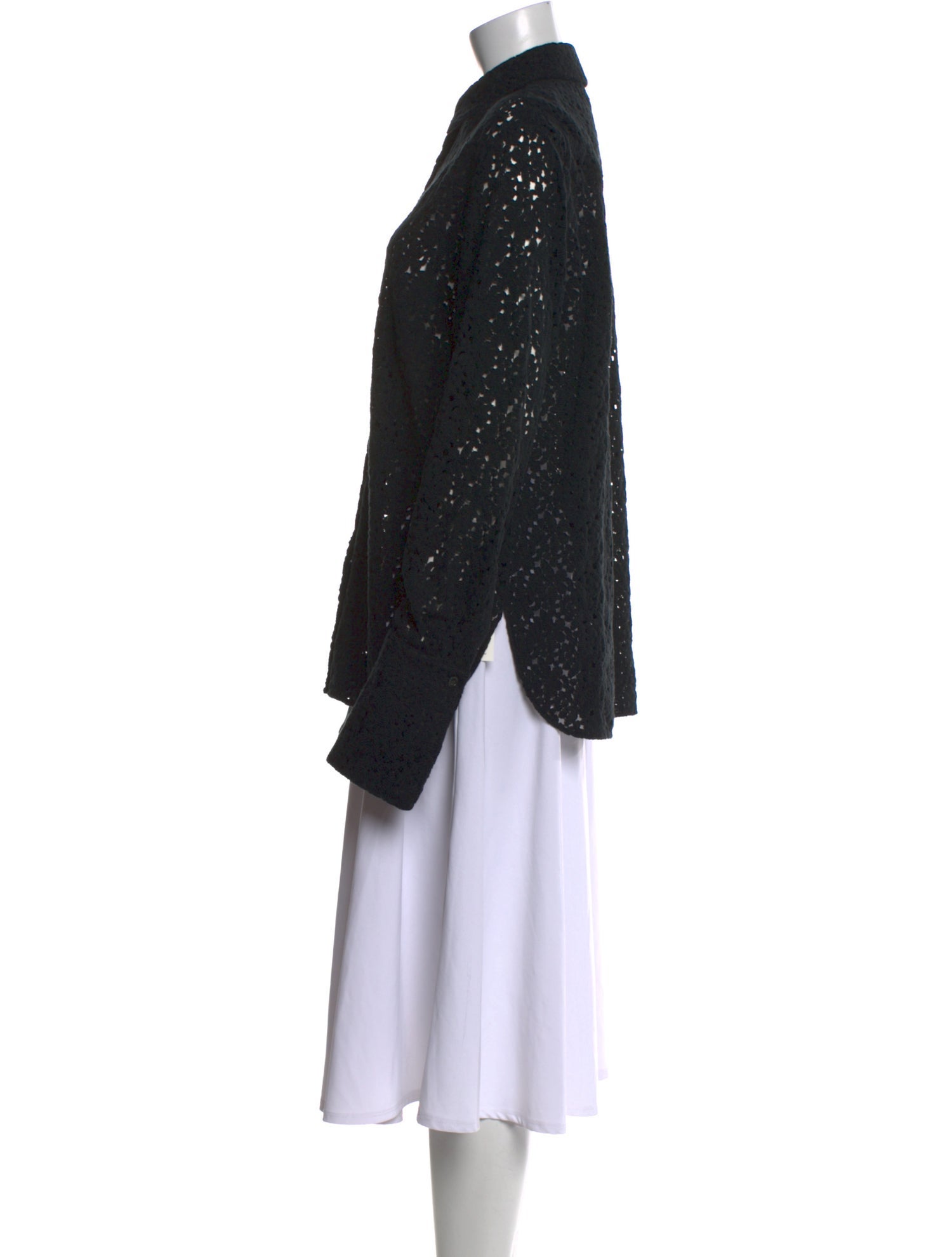 Another Tomorrow Lace Mock Neck Tunic