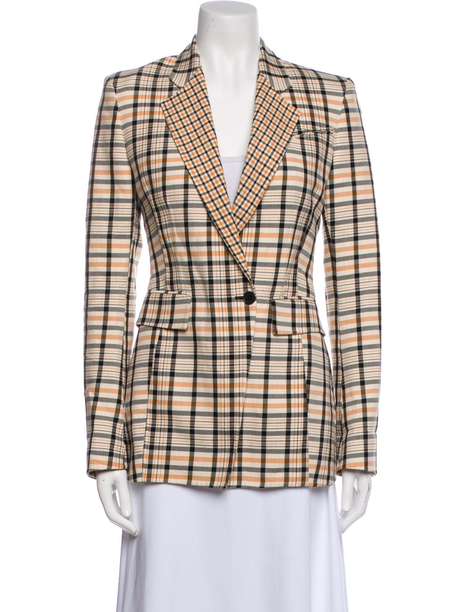 Another Tomorrow Plaid Print Blazer