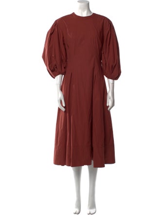 Another Tomorrow Crew Neck Midi Length Dress