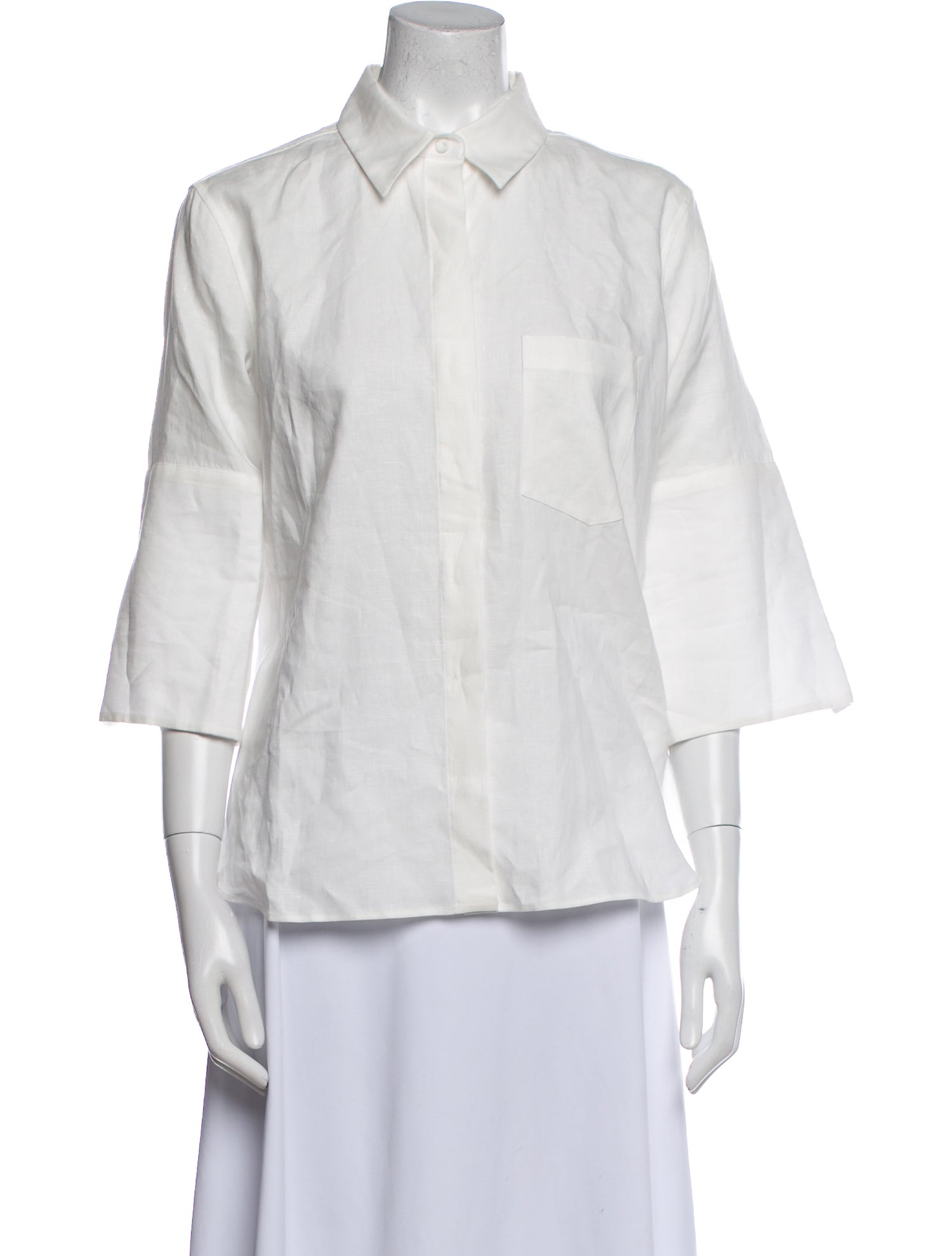 Another Tomorrow Linen Three-Quarter Sleeve Button-Up Top w/ Tags