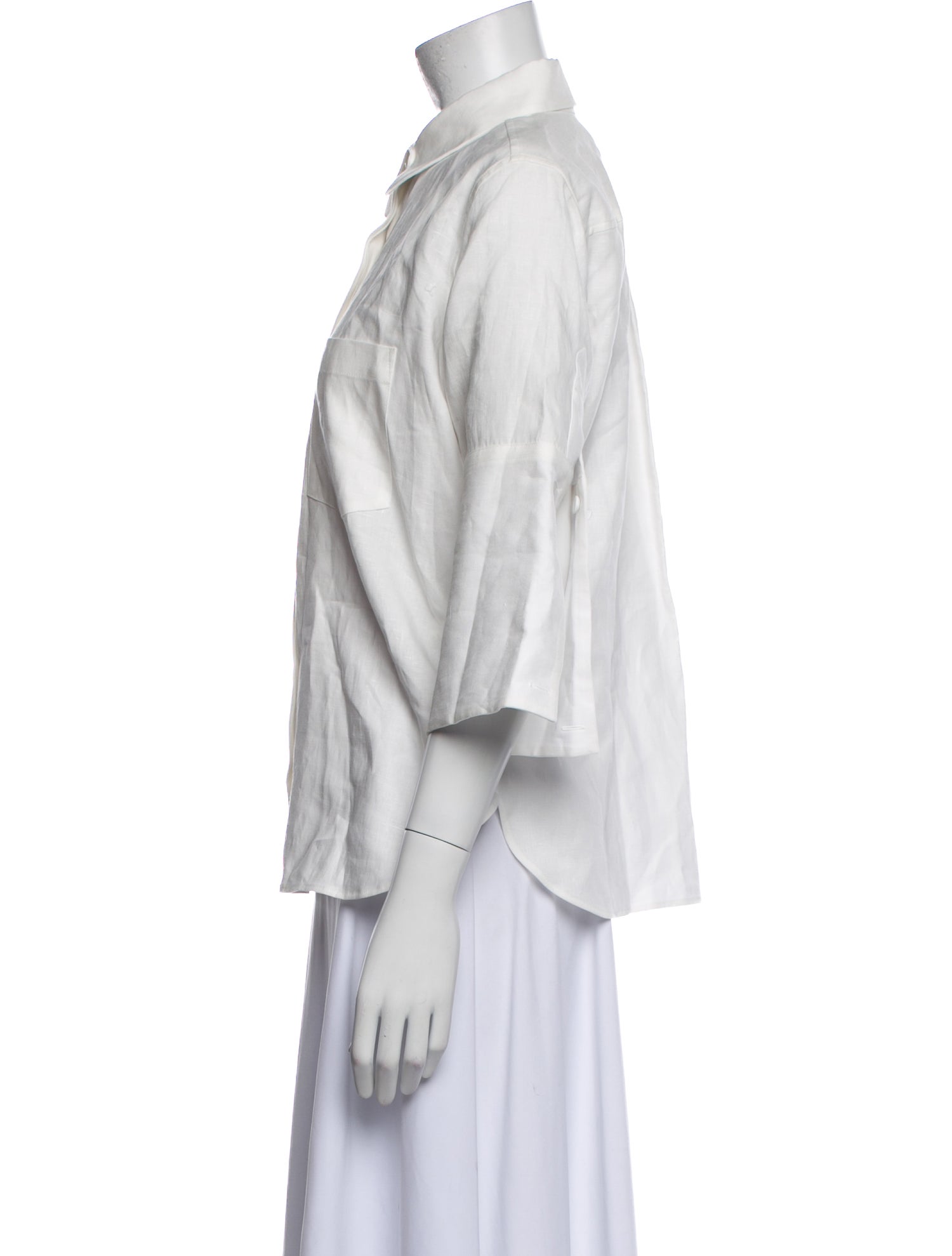 Another Tomorrow Linen Three-Quarter Sleeve Button-Up Top w/ Tags