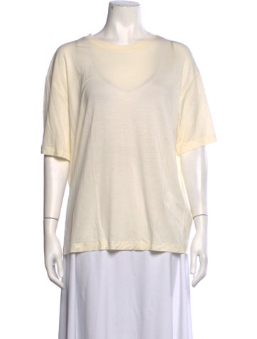 Pre-owned Another Tomorrow Crew Neck Short Sleeve T-shirt In Neutrals
