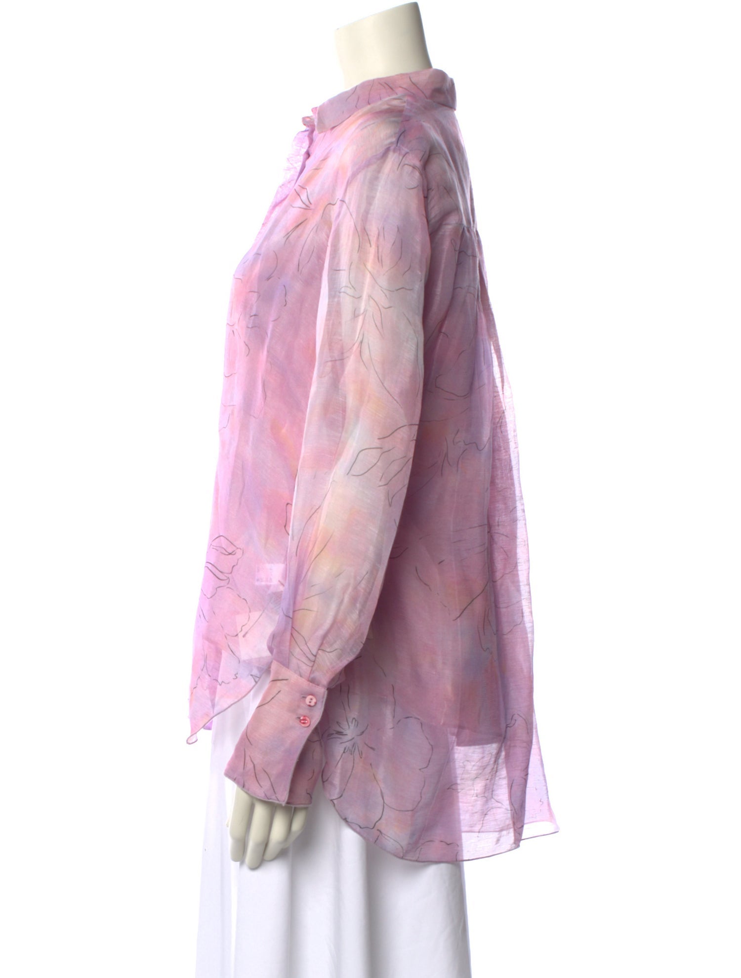 Antonelli Firenze Linen Floral Print Button-Up Top