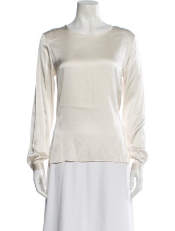 Pre-owned Antonelli Silk Crew Neck Blouse W/ Tags In Neutral
