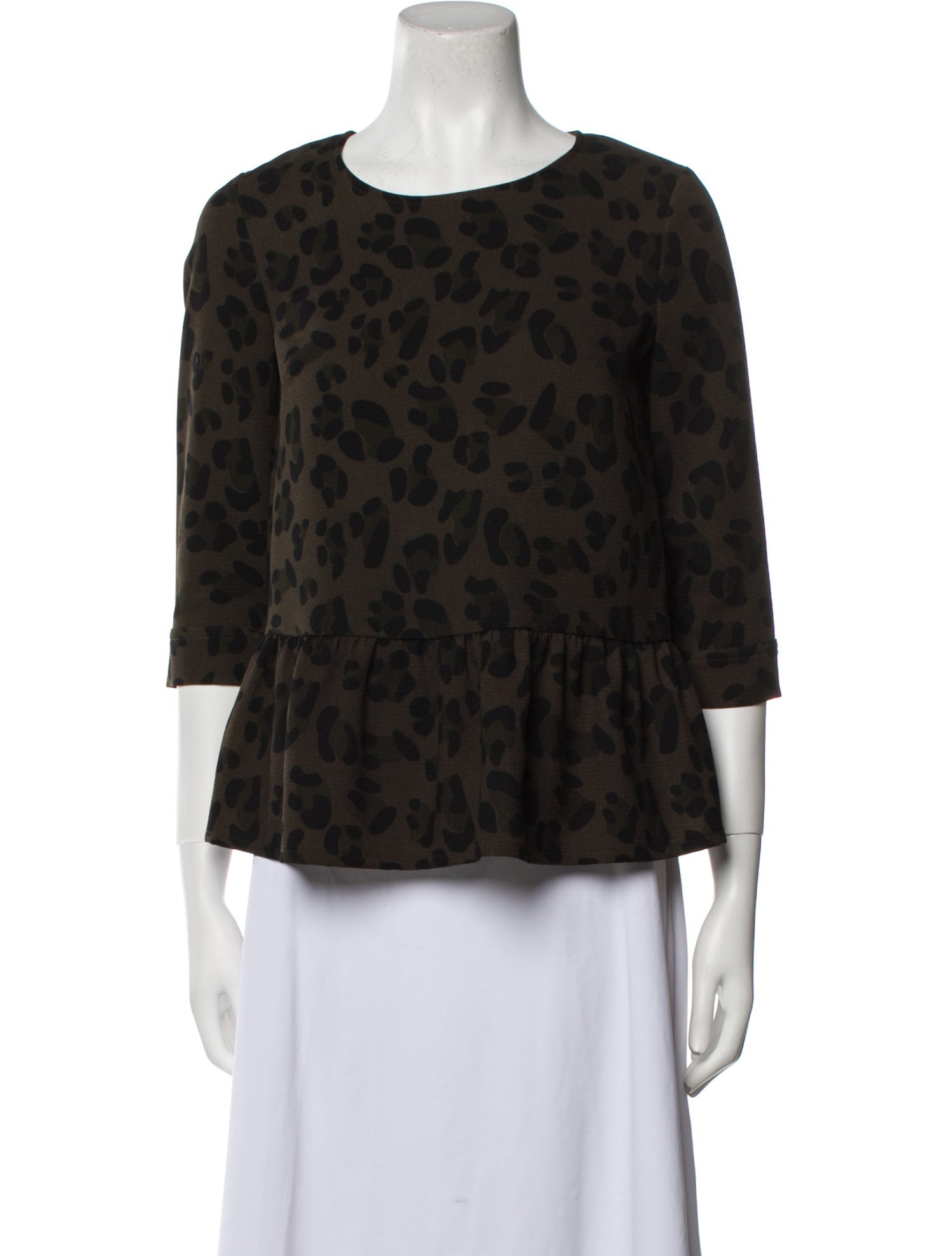 Essentiel Antwerp Animal Print Bateau Neckline Blouse