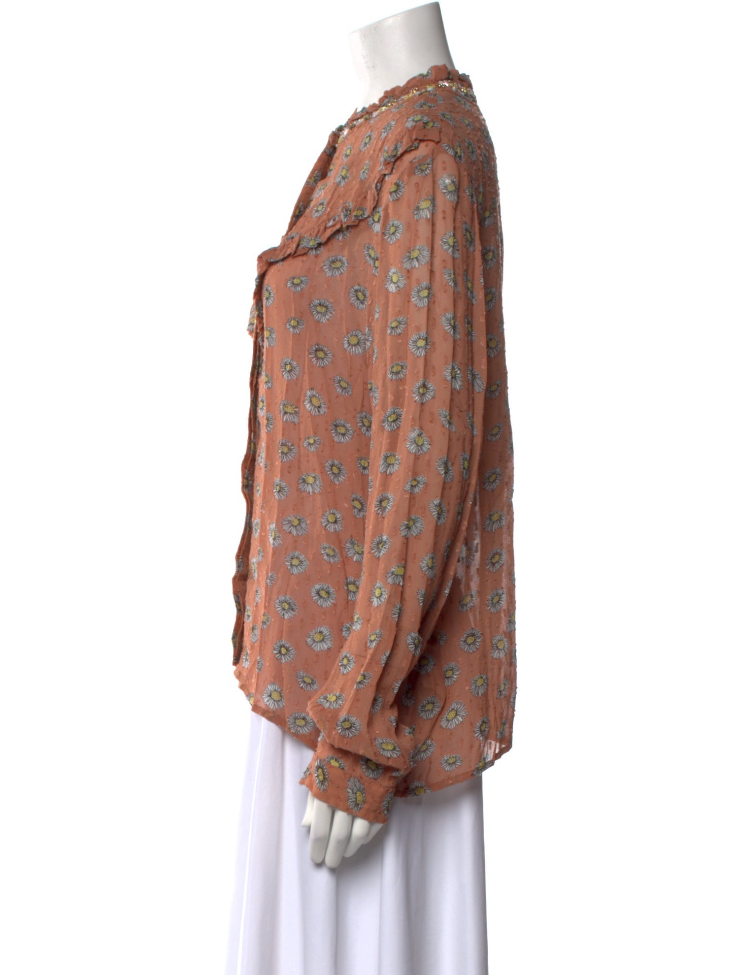 Essentiel Antwerp Floral Print Mock Neck Blouse