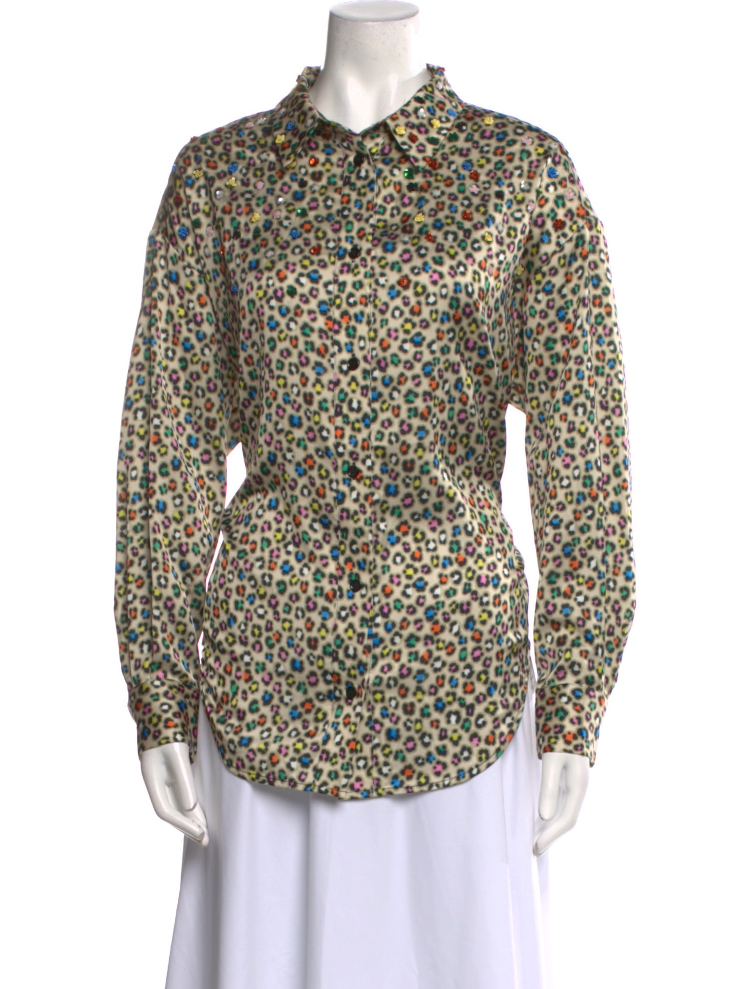 Essentiel Antwerp Printed Long Sleeve Button-Up Top