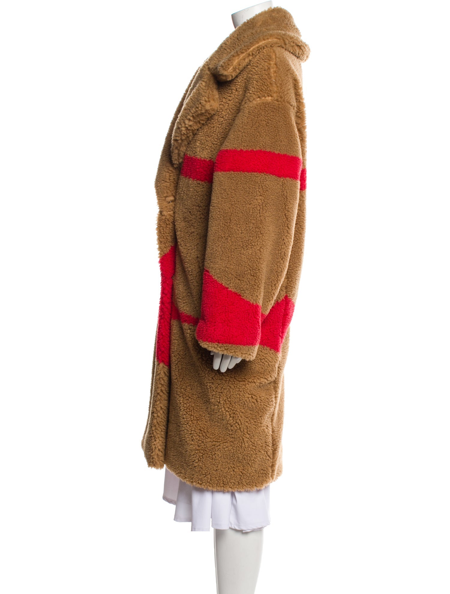 Essentiel Antwerp Colorblock Pattern Faux Fur Coat