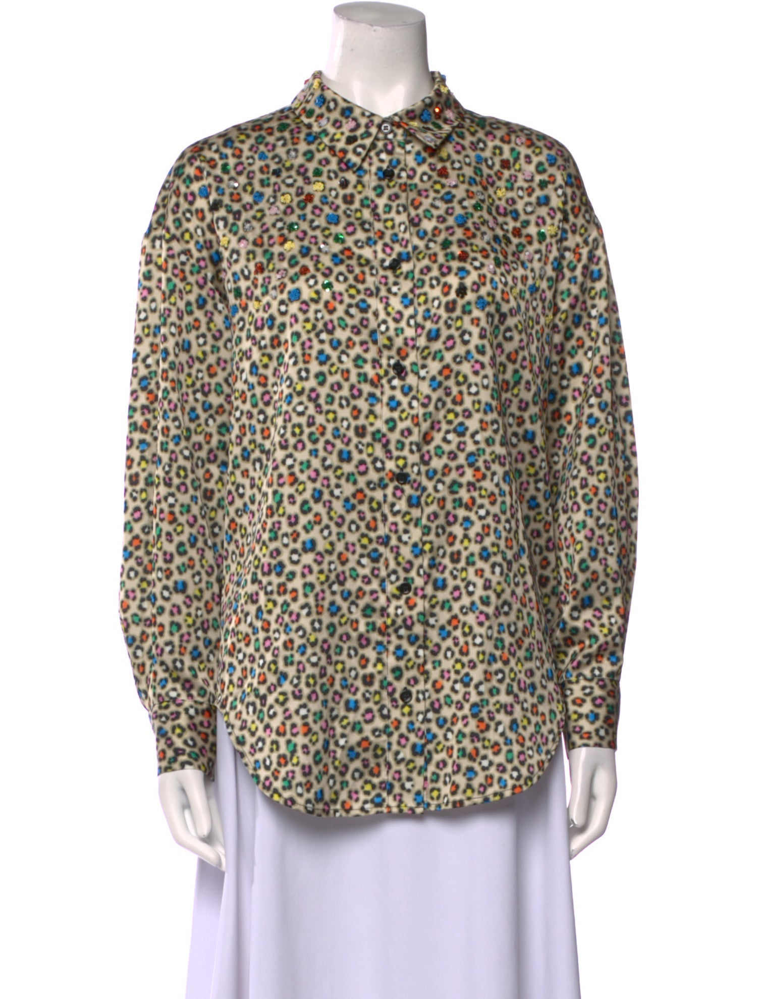 Essentiel Antwerp Printed Long Sleeve Button-Up Top