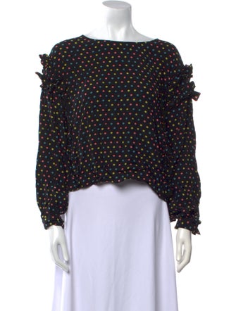 Essentiel Antwerp Polka Dot Print Bateau Neckline Crop Top