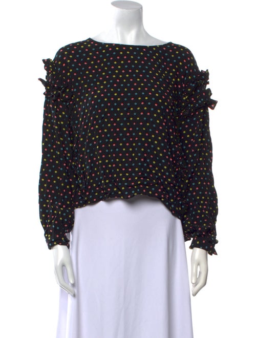 Essentiel Antwerp Polka Dot Print Bateau Neckline Crop Top