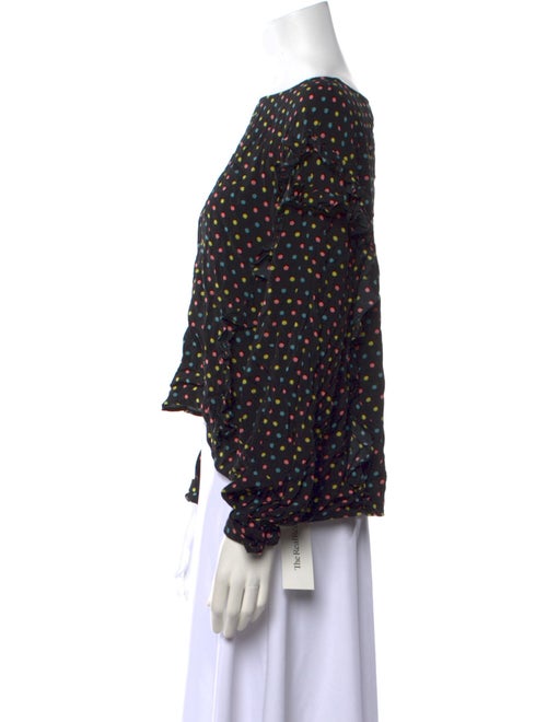 Essentiel Antwerp Polka Dot Print Bateau Neckline Crop Top