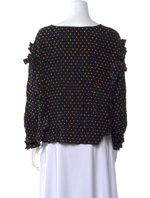 Essentiel Antwerp Polka Dot Print Bateau Neckline Crop Top